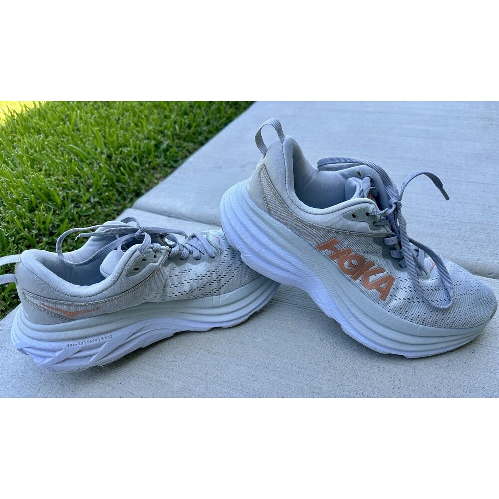 Hoka One One Bond 8 Womens Running Shoes Size 7 B Harbor Mist Gray 1127952-HMLR